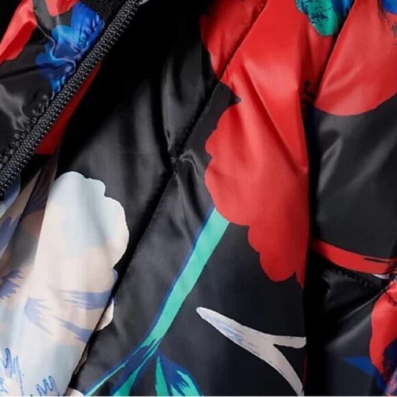 NWOT Floral Puffer Zip Up Jacket Size Large - Picture 3 of 5